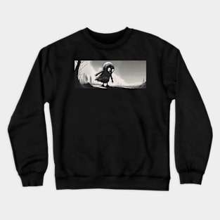 Little Monster  Cute Black and white Cryptid Crewneck Sweatshirt